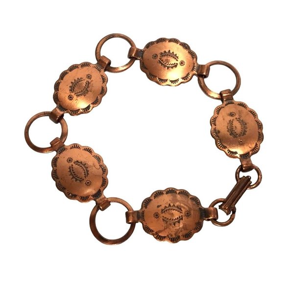 Unbranded Jewelry - Vintage Southwestern Antiqued Copper Concho and Circle Link Bracelet